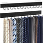 Tie Rack Wall Mount, Adhesive Wooden Closet Tie Hanger with 24 Metal Hooks, Large Capacity, 2 Installation Options, Black, 2 Pcs