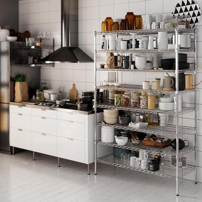 21" Deep x 48" Wide x 74" Height Wire Shelving Kit | 8-Tier | NSF Commercial Storage Rack Unit