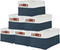 DECOMOMO Small Storage Basket, Closet Storage Bins, Baskets for Organizing Shelves (Navy Blue & White, Small - 6 Pack)