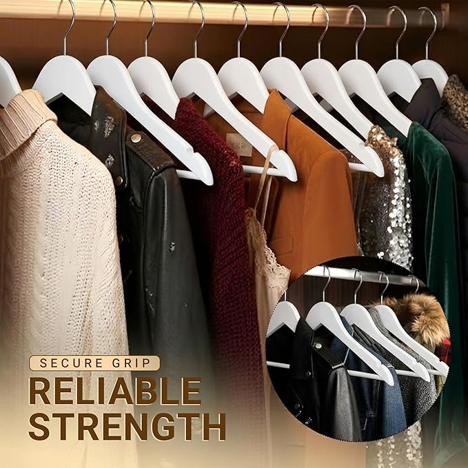 Utopia Home Premium Wooden Hangers 20 Pack - Durable & Slim Coat Hanger - Suit Hanger with 360-Degree Rotatable Hook - Wood Hangers with Shoulder Grooves (White Color)