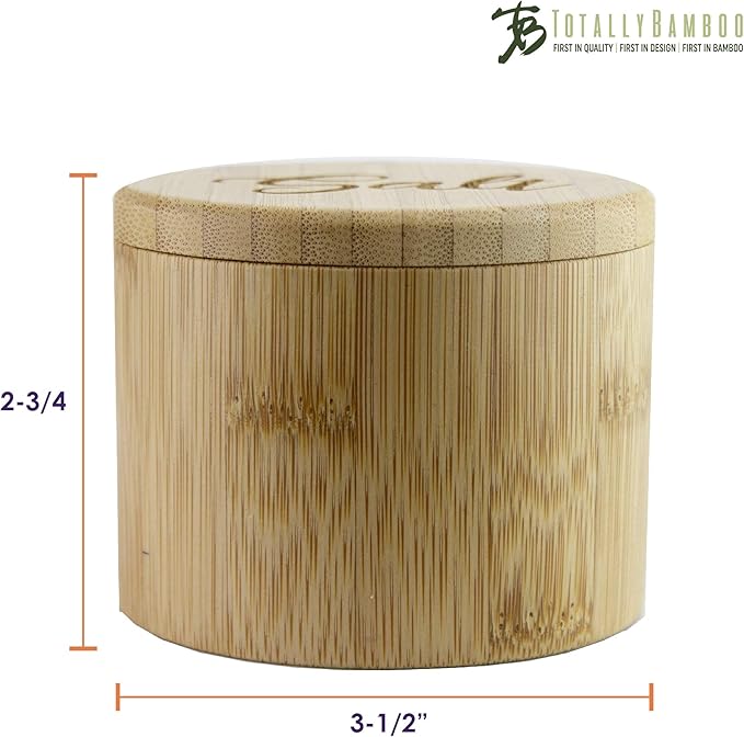 Totally Bamboo Salt Cellar Bamboo Storage Box with Magnetic Swivel Lid, 6 Ounce Capacity, Salt Engraved on Lid