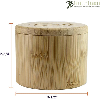 Totally Bamboo Salt Cellar Bamboo Storage Box with Magnetic Swivel Lid, 6 Ounce Capacity, Salt Engraved on Lid