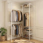 F2 Wall Mounted Closet System, Industrial Pipe Clothing Rack for Hanging Clothes, Heavy Duty Closet Organizer System, Clothes Racks with Shelves & Expandable Rod for Wardrobe, Corner, White