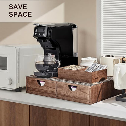 SMARTAKE Wooden K Cup Organizer Coffee Pod Storage Box, Coffee Pod Tea Organizer and Storage, K Pod Drawer Coffee Maker Stand, Kcup Holder for Countertop Kitchen Office Coffee Bar, 30 Pod Capacity
