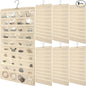 Kenning 6 Pcs Hanging Jewelry Pocket Organizer Storage Roll with 80 Pockets, Dual Sided Hanging Women Jewelry Holder Accessories Holder Closet Earring Storage for Necklace Bracelet Ring