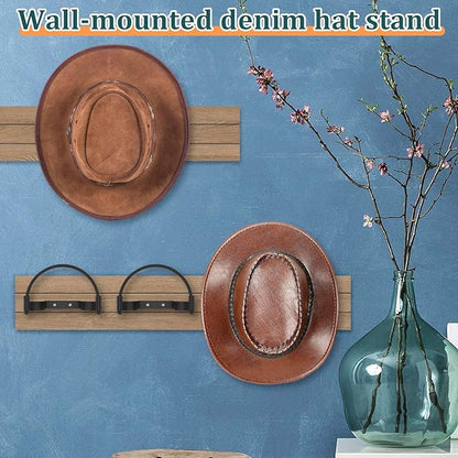 4 Pcs Metal Cowboy Hat Rack, Wall Mounted, Black Cap Holder, Multifunctional Western Rustic Decorative Cowboy Hat Hooks for Home Apartment Dormitory