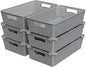 Simple Houseware Stackable Plastic Woven Basket Organizer, 6 Pack, 14.5" x 8.5" x 3.5", Gray