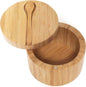 Lipper International Bamboo Wood Salt and Spice Box with Spoon and Swivel Cover, 4" Diameter x 2.75" Tall