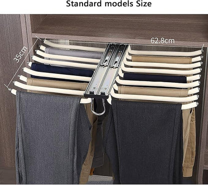 Pull Out Trousers Rack,Extendable Pants Holder,Cabinet Organizers Pants Rack Pant Hanger Rail Top Mount,for Space Saving and Storage,Beige Standard models Size62.8x35cm