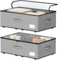 EE-RoomWorld Under Bed Storage with Wheels, No Assemble Required 10 inches height Under Bed Storage bins,Large capacity Rolling Underbed Shoe Storage containers，dorm underbed storage drawers