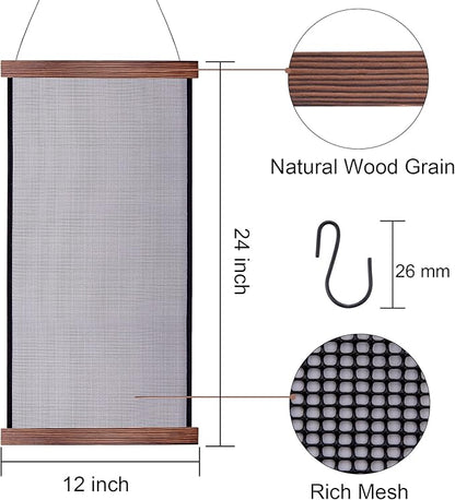 FEQO Earring Organizer Hanging Mesh Earrings Holder Wall Mounted Earring Hanging Jewelry Display Organizer with 20 Pieces S Shape Black Hooks (24 x 12 inch)