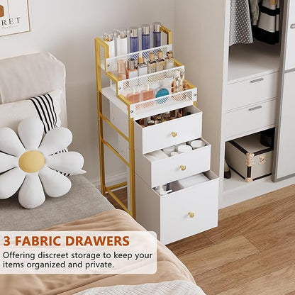 Makeup Organizer Storage Cart with Drawers, Bathroom Stand Perfume Display Riser, Cosmetic Display Case for Skin Care, Makeup Brushes, Nail Polish
