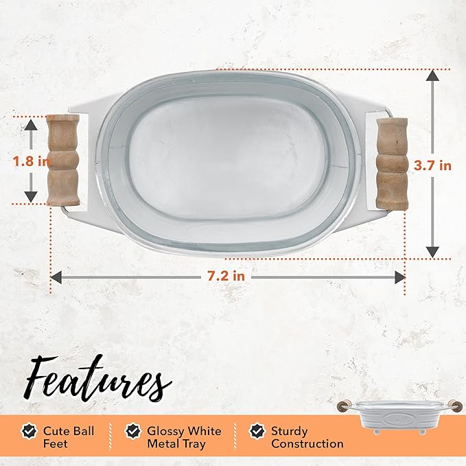 Autumn Alley White Farmhouse Soap Dish for Bathroom – Fun Kitchen Soap Tray – Farmhouse Bathroom Accessories – Rustic Soap Dish – Wooden Handles Add Vintage Appeal – Cute Bathtub Decor