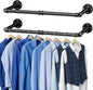 Abiglifty Wall Mounted Clothes Rack 38.4 Inch, 2 Pack Industrial Pipe Clothing Rack, Black Wall Clothing Rack, Multi-Purpose Clothing Hanging Rod for Closet