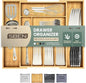 Sben Expandable Drawer Organizer for Utensils Holder, Adjustable Cutlery Tray, Wood Drawer Dividers Organizer for Silverware, Flatware, Knives for Kitchen (Bamboo, Medium)