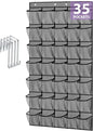 homyfort 35 Large Pockets Over the Door Shoe Organizer, Extra Sturdy Oxford Fabric Hanging Shoe Rack for Door Closet, Wall Mesh Shoe Storage Holder for Mens Women Shoes (Grey)