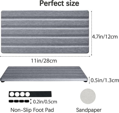Diatomite Soap Dish, Water Absorbing Stone Tray, Kitchen Sink Organizer, Fast Drying Counter Holder (Grey, 11" x 4.7"/28 x 12cm)