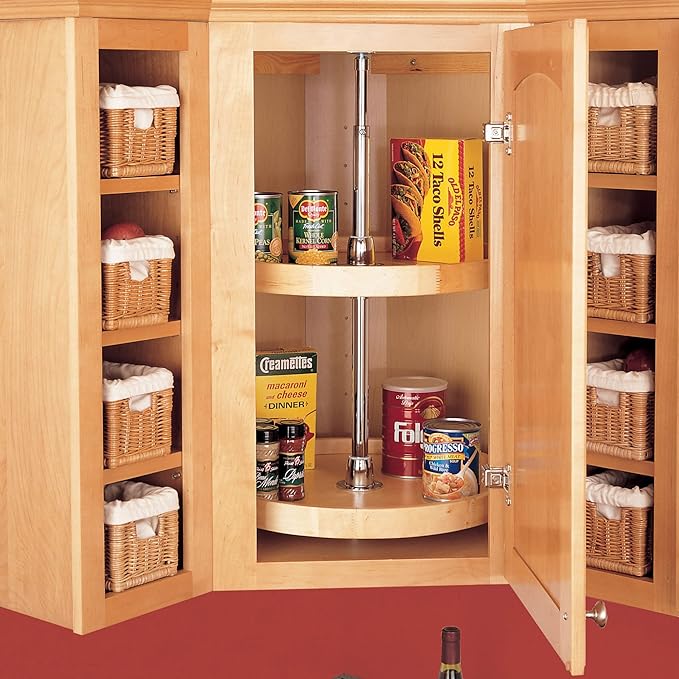 REV-A-SHELF Wood Full-Circle 2-Shelf Lazy Susans for Corner Wall Cabinets
