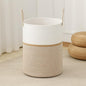 Laundry Basket Hamper Tall Rope Storage Woven for Blanket toys Dirty Clothes in Living Room Bathroom Bedroom (Blend White & Camel, 60L/15.8Gal)