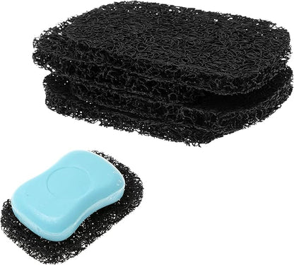 Snowkingdom 4 Pack Black Soap Saver Draining Lift Pad 2.9" x 4.5" PVC Non-BPA Non-Slip Durable
