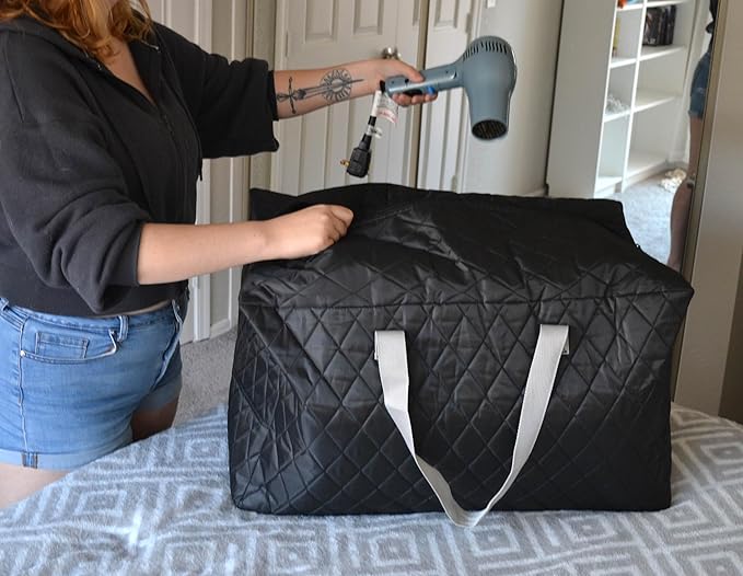 Simple Living Solutions Quilted Storage Bag, Medium, 25 Gallon Heavy Duty Fabric Organizer with Reinforced Handles & Zipper, Ideal for Clothes, Bedding & Travel