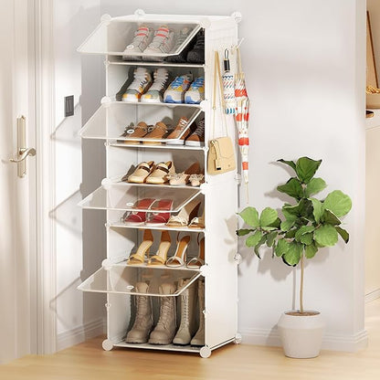 Shoe Storage,8 Tier Shoe Rack Organizer for Closet Shoe Cabinet with Door Shoe Shelves for Closet,Entryway,Hallway,Bedroom