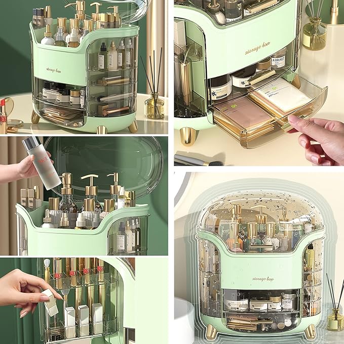 Omeily Upgrade Large Makeup Organizer Countertop Vanity Organizer Cosmetic Organizer Makeup Storage Box Bathroom Counter Organizer Perfume Skincare Organizers Gift Women Clear Design Easy Visibility