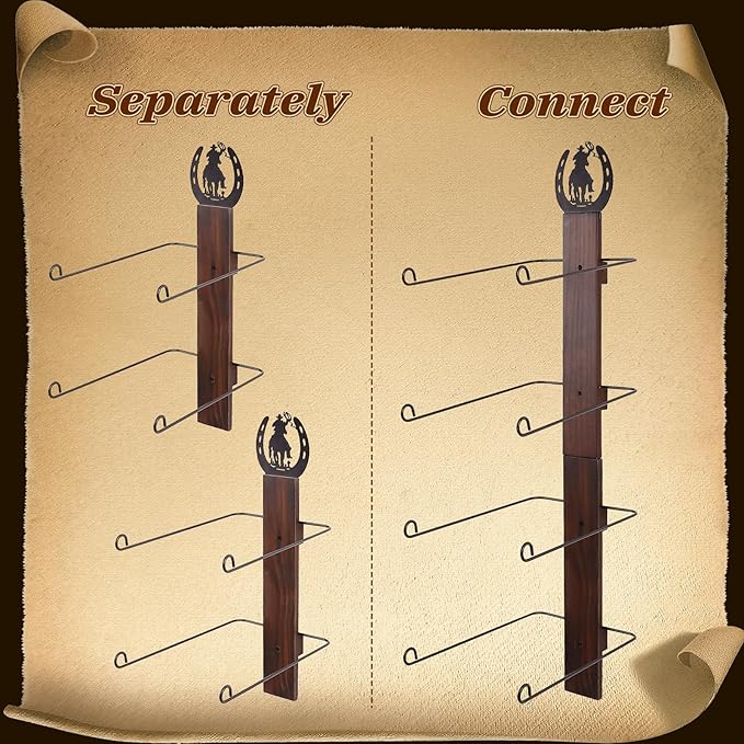 SCUNDA Cowboy Hat Rack for Wall, Rustic Western Hat Holder, Western Style Hat Organizer Hook for Home, Entryway, Ranch, or Cabin Décor