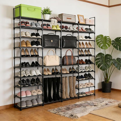 Extra Large Shoe Rack – 4 Columns × 10 Tiers, Holds Up to 72–80 Pairs – Heavy-Duty Stackable Metal Shoe Organizer for Entryway, Closet, Garage