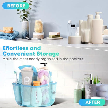 EUDELE 2 Pack Mesh Shower Caddy Portable for College Dorm Room Essentials, Shower Caddy Dorm with 8-Pocket Large Capacity,Shower Bag for Beach,Swimming,Gym