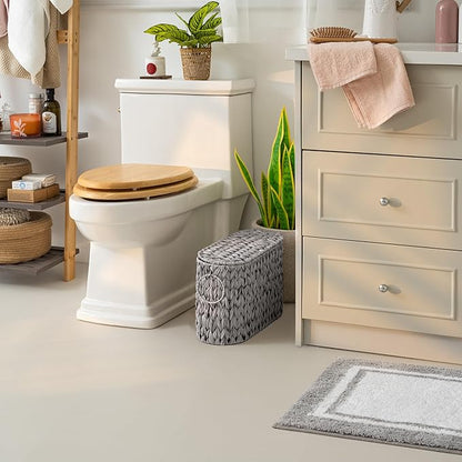 GRANNY SAYS Toilet Paper Storage Basket with Lid and Handle, Durable Toilet Paper Holder, Waterproof Bathroom Organizers and Storage, Wicker Basket for Bathroom Storage, Grey