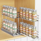 Mystozer Pull Out Spice Rack Organizer for Cabinet, Slide Out Spice Racks, Easy to Install Spice Cabinet Organizers, 5.28" Wx10.43 Dx8.26 H, 2 Drawers 2 Tiers(Silver)