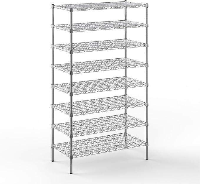 21" Deep x 42" Wide x 74" Height Wire Shelving Kit | 8-Tier | NSF Commercial Storage Rack Unit