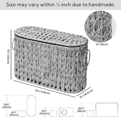 GRANNY SAYS Toilet Paper Storage Basket with Lid and Handle, Durable Toilet Paper Holder, Waterproof Bathroom Organizers and Storage, Wicker Basket for Bathroom Storage, Grey