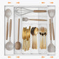 Sedegn Silverware Organizer Metal Mesh, Large Drawer Organizer, Utensil Cutlery Tray for kitchen drawers, Expandable Flatware Organizer with 8 Compartment White 11.6"~20" x 17.3"