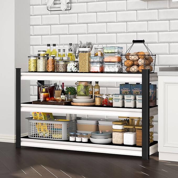 3-Tier Garage Shelving Heavy Duty,48" W Metal Shelving Unit for Garage,1600lbs Load Capacity Utility Rack Shelves & Shelves,48" W x 18" D x 39" H(White)