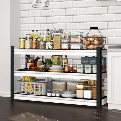 3-Tier Garage Shelving Heavy Duty,48" W Metal Shelving Unit for Garage,1600lbs Load Capacity Utility Rack Shelves & Shelves,48" W x 18" D x 39" H(White)