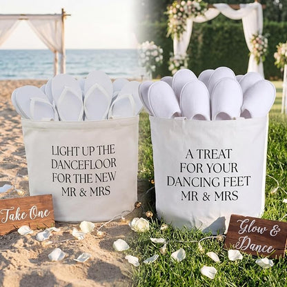 Yungyan Wedding Baskets with Handles 16 inch Large Storage Basket for Wedding Glow Sticks Slippers Flip-flops Umbrella Blankets Gift Container for Ceremony Ivory White(Treat for Feet)