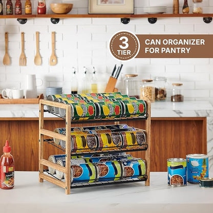 DGWJSU Can Organizer for Pantry 3-Tier, Can Storage Organizer Pantry, Soda Can Organizer, Holds up to 36 Cans Holders for Pantry, Cabinet, Countertop, Carbonized Brown
