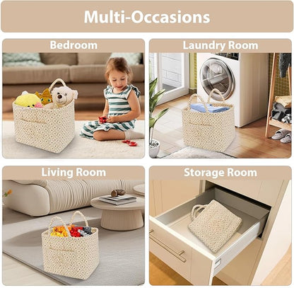 Storage Basket Boho Fabric Large Collapsible Floral Laundry Nursery Hamper Portable Folding Storage for Clothes Toys (Yellow Floral)