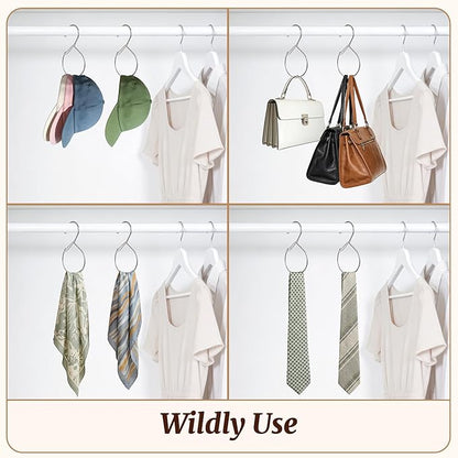 MEILIDY Belt Hanger, Compact Metal Belt Rack Hooks with Safety Buckle for Closet, Silver, 2 Pcs