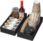 Kitchen Drawer Organizer Bins, Stackable Bamboo Drawer Organizer for Silverware, Coffee Pod Organizer K Cup Holder for Countertop, 2 Pcs Coffee Station Organizer Black 12" x 6" x 2.5"