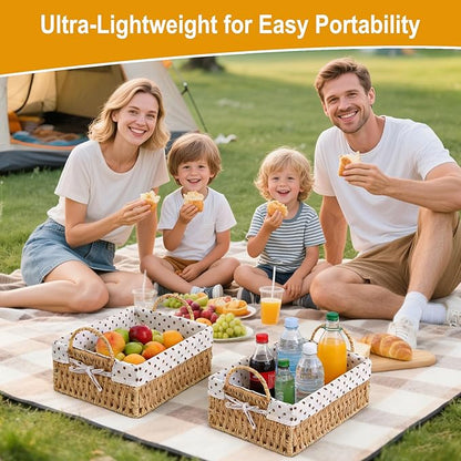 2 Pack Wicker Baskets for Storage, Toilet Paper Basket with Handles, Storage Baskets for Toilet Storage Shelf Table Picnic (Square)