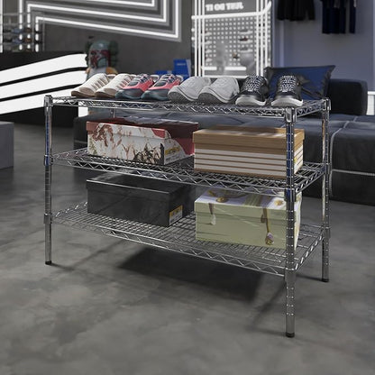 18" Deep x 42" Wide x 27" Height Wire Shelving Kit | 3-Tier | NSF Commercial Storage Rack Unit
