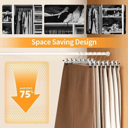 Pants Hangers with Clips: 30 Pack Skirt Hangers for Women Metal Adjustable Trouser Hangers for Jeans Shorts Dress - Black