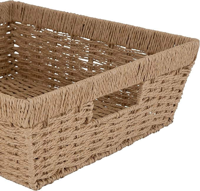 Simplify Large Shelf Storage Basket | Dimensions: 15"x 13"x 5" | Dutch Weave Design | Home Organization | Paper Rope Material | Great For Leaving Spaces | Great for Displaying