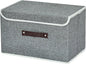 Storage Bin for Shelves Foldable Storage Organizing Basket with Lid&Handles Rectangle Closet Baskets,Gray Storage Bins, Storage Boxes for Home Office Car Dormroom