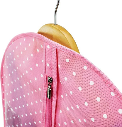 Hangerworld Breathable Clothes Cover 152 cm Pink/White Polka Dot Clothes Cover