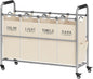 Tajsoon 4 Bag Laundry Sorter Cart, 4 Section Laundry Hamper Sorter with Heavy Duty Lockable Rolling Wheels, Laundry Separator Hamper with Removable Bags for Dirty Clothes Storage, Beige