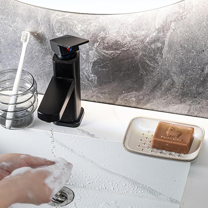 Premium Ceramic Soap Dish Holder - Large 5.5 Inch Soap Saver Tray with Non-Slip Base, Multi-Use for Bar Soap, Sponge & Jewelry - Elegant for Bathroom, Kitchen, Shower - Creamy White